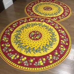 Memoire du Sud pair of 2 66in. Circular Provençal Style Round Tablecloths